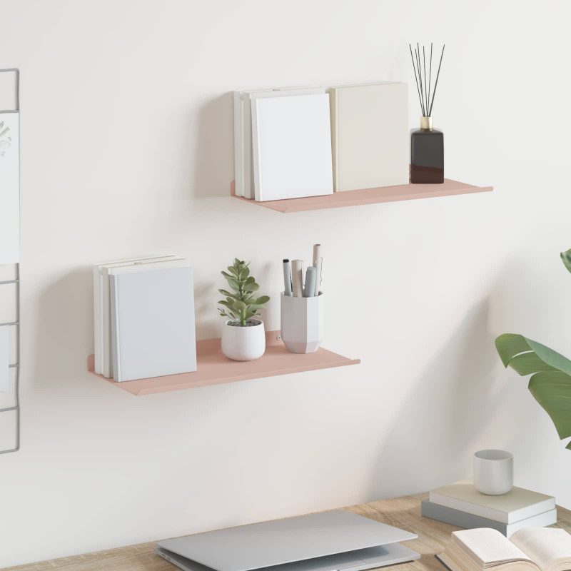 Półka wisząca 2 pcs Różowy 40 x 18 x 2,5 cm Stal