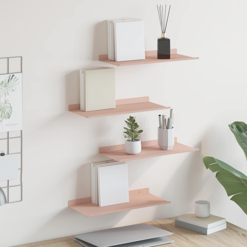 Półka wisząca 4 pcs Różowy 40 x 18 x 2,5 cm Stal