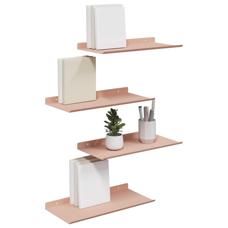 Półka wisząca 4 pcs Różowy 40 x 18 x 2,5 cm Stal