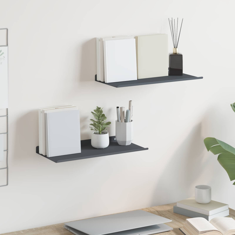 Półka wisząca 2 pcs Antracyt 40 x 18 x 2,5 cm Stal