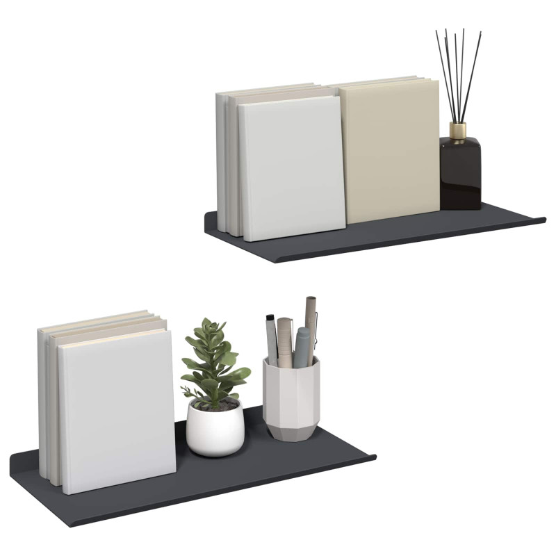 Półka wisząca 2 pcs Antracyt 40 x 18 x 2,5 cm Stal
