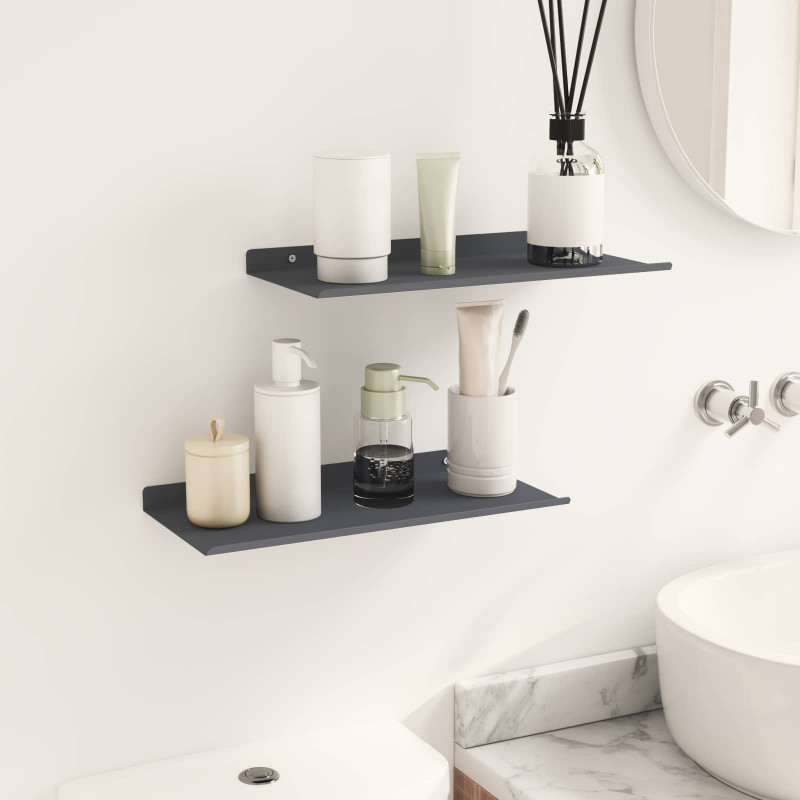 Półka wisząca 2 pcs Antracyt 40 x 18 x 2,5 cm Stal