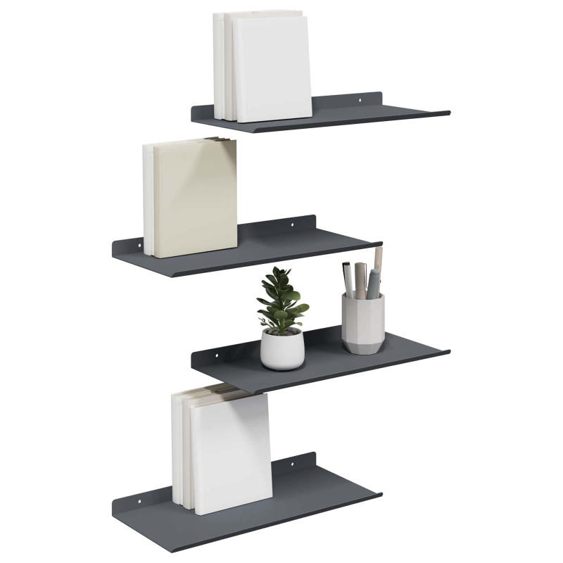 Półka wisząca 4 pcs Antracyt 40 x 18 x 2,5 cm Stal