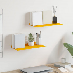 Półka wisząca 2 pcs Musztardowy Żółty 40 x 18 x 2,5 cm Stal