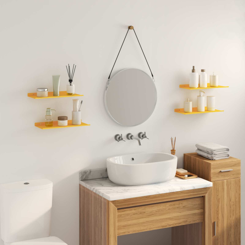 Półka wisząca 4 pcs Musztardowy Żółty 40 x 18 x 2,5 cm Stal