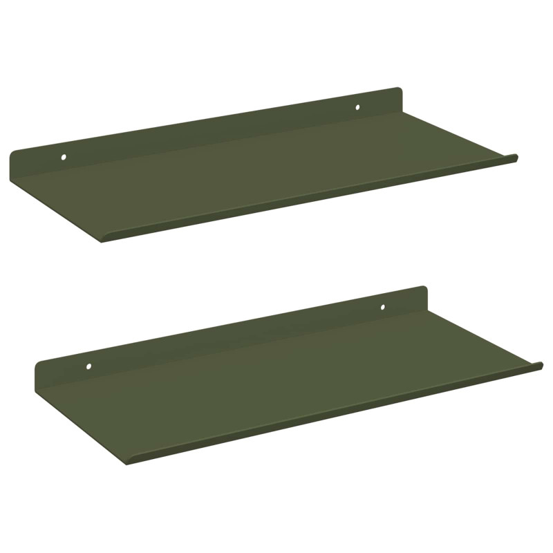 Półka wisząca 2 pcs Zielony oliwkowy 40 x 18 x 2,5 cm Stal