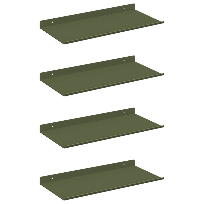 Półka wisząca 4 pcs Zielony oliwkowy 40 x 18 x 2,5 cm Stal