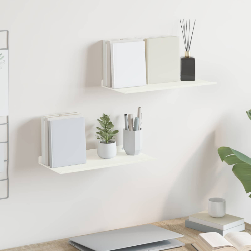 Półka wisząca 2 pcs Biały 40 x 18 x 2,5 cm Stal