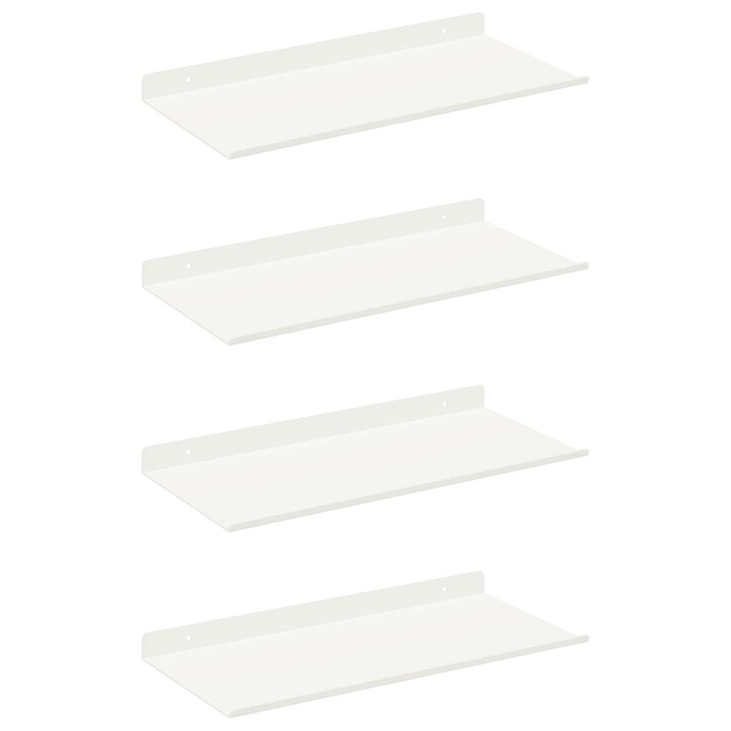 Półka wisząca 4 pcs Biały 40 x 18 x 2,5 cm Stal