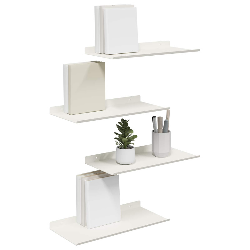 Półka wisząca 4 pcs Biały 40 x 18 x 2,5 cm Stal