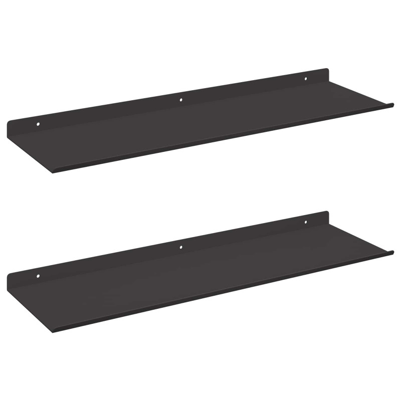 Półka wisząca 2 pcs Czarny 60 x 18 x 2,5 cm Stal