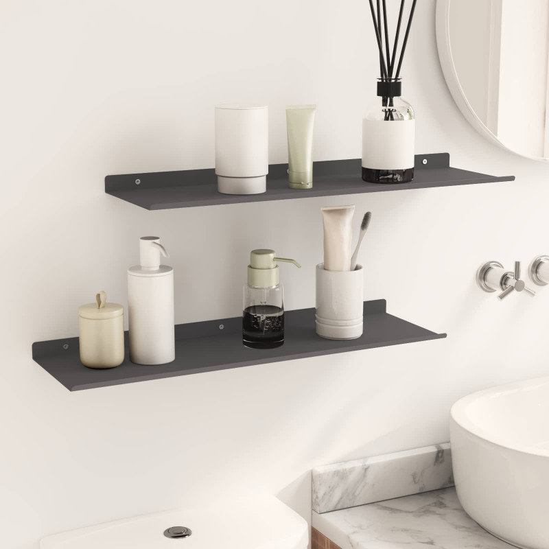 Półka wisząca 2 pcs Czarny 60 x 18 x 2,5 cm Stal