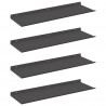 Półka wisząca 4 pcs Czarny 60 x 18 x 2,5 cm Stal