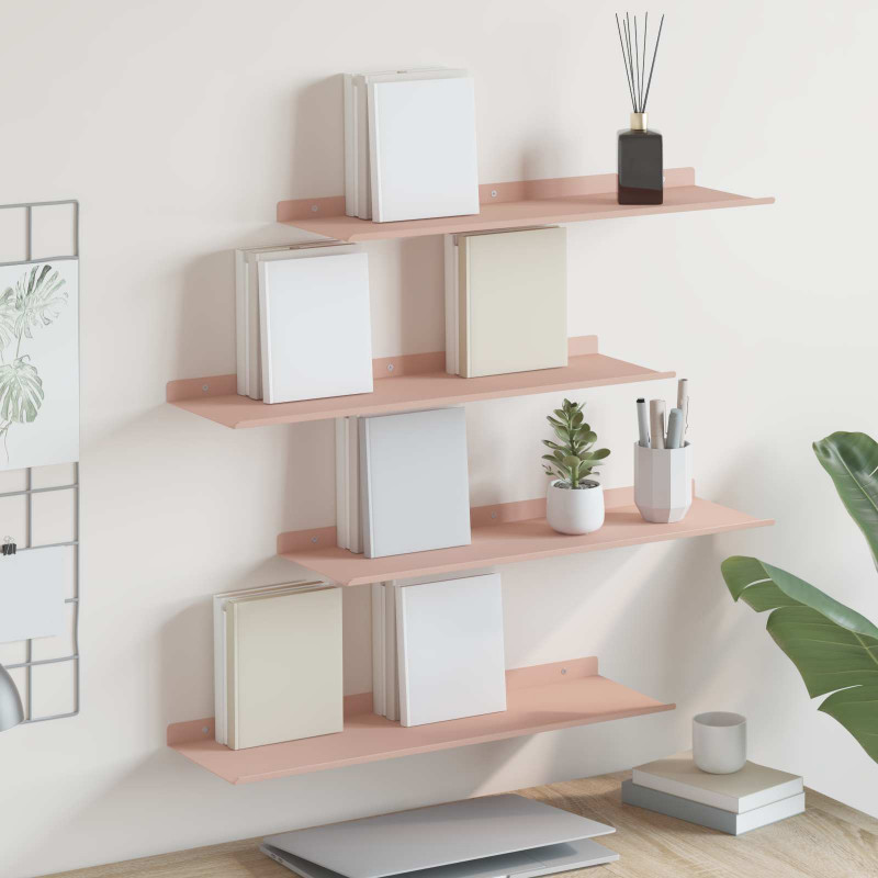 Półka wisząca 4 pcs Różowy 60 x 18 x 2,5 cm Stal