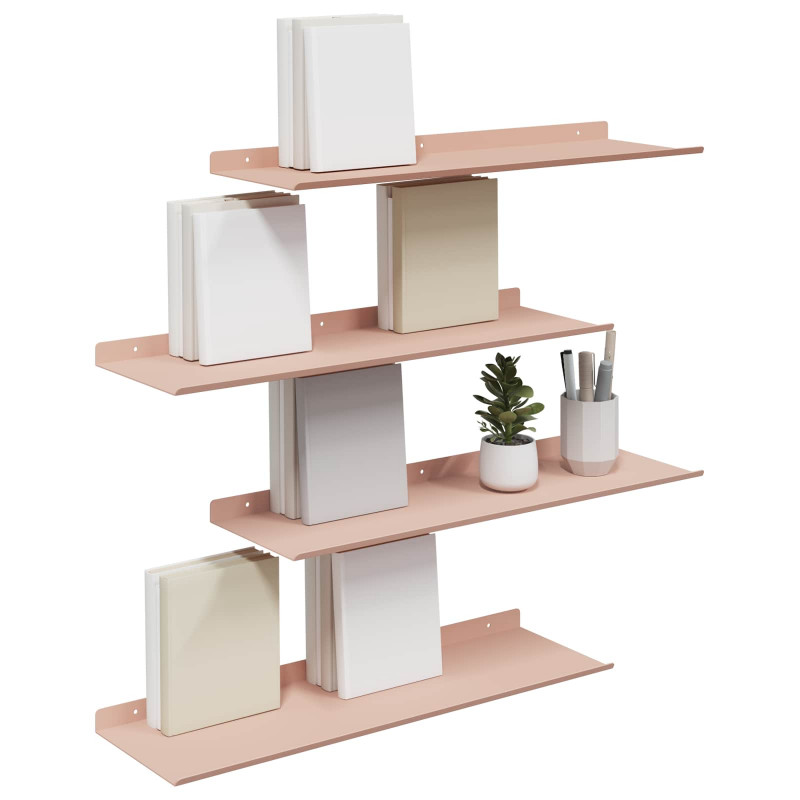 Półka wisząca 4 pcs Różowy 60 x 18 x 2,5 cm Stal