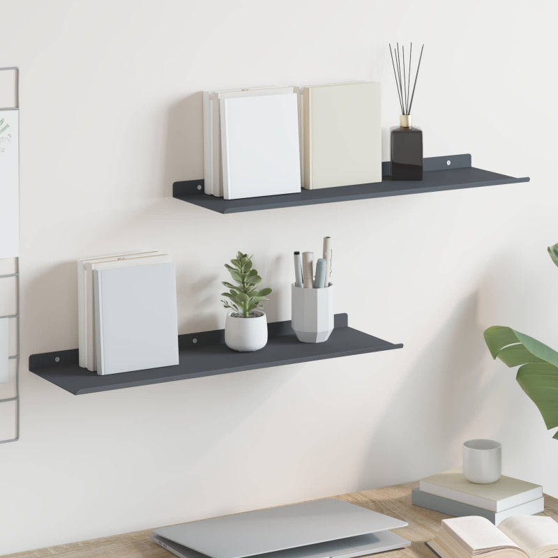 Półka wisząca 2 pcs Antracyt 60 x 18 x 2,5 cm Stal