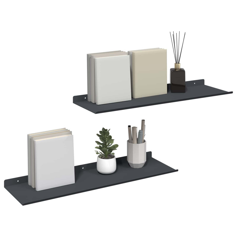 Półka wisząca 2 pcs Antracyt 60 x 18 x 2,5 cm Stal