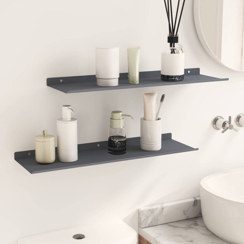 Półka wisząca 2 pcs Antracyt 60 x 18 x 2,5 cm Stal