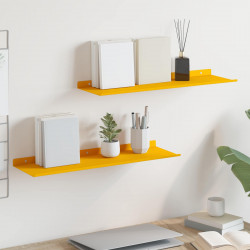 Półka wisząca 2 pcs Musztardowy Żółty 60 x 18 x 2,5 cm Stal