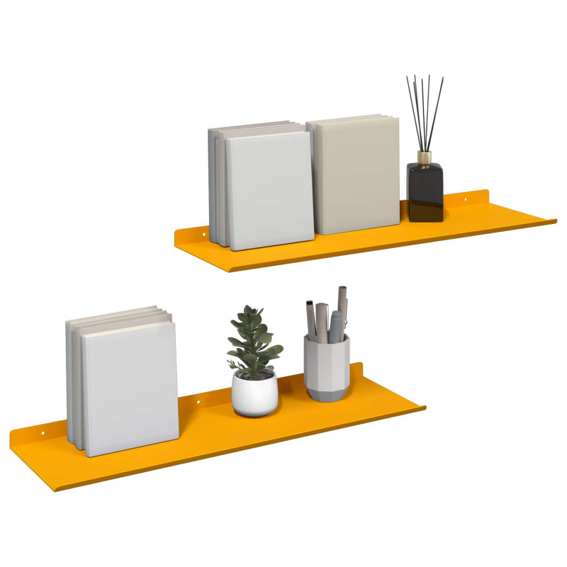 Półka wisząca 2 pcs Musztardowy Żółty 60 x 18 x 2,5 cm Stal