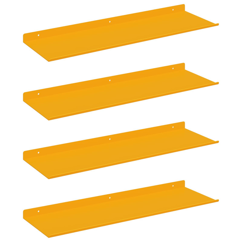 Półka wisząca 4 pcs Musztardowy Żółty 60 x 18 x 2,5 cm Stal