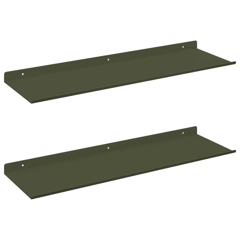 Półka wisząca 2 pcs Zielony oliwkowy 60 x 18 x 2,5 cm Stal