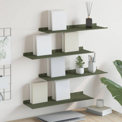Półka wisząca 4 pcs Zielony oliwkowy 60 x 18 x 2,5 cm Stal