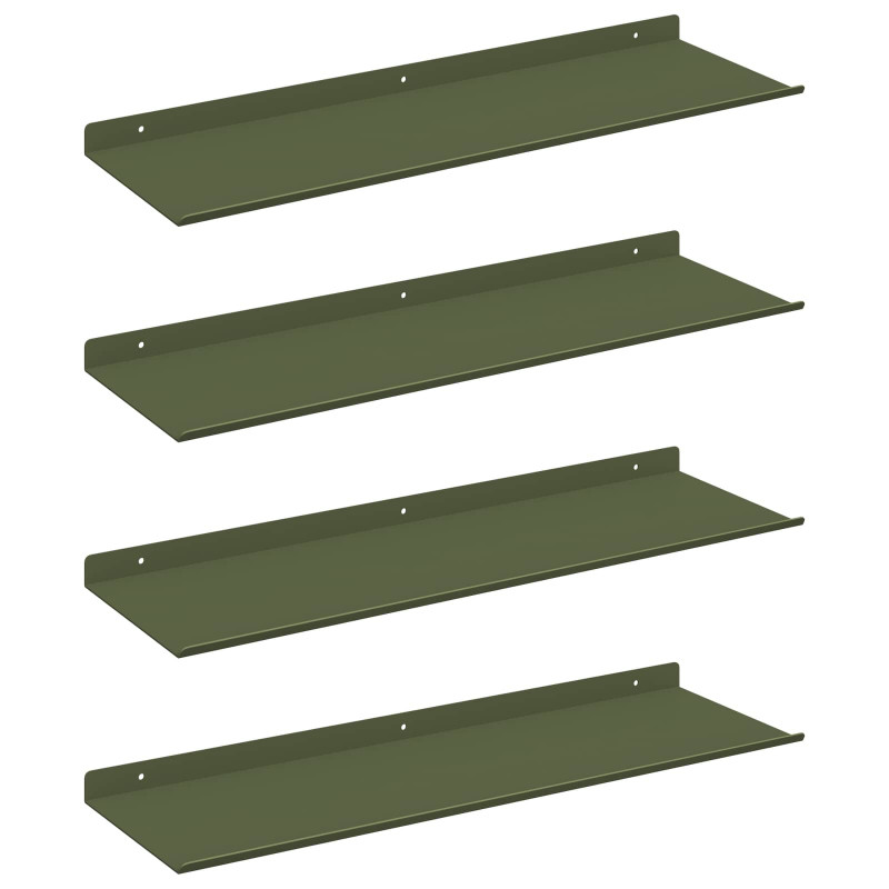 Półka wisząca 4 pcs Zielony oliwkowy 60 x 18 x 2,5 cm Stal