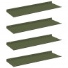 Półka wisząca 4 pcs Zielony oliwkowy 60 x 18 x 2,5 cm Stal