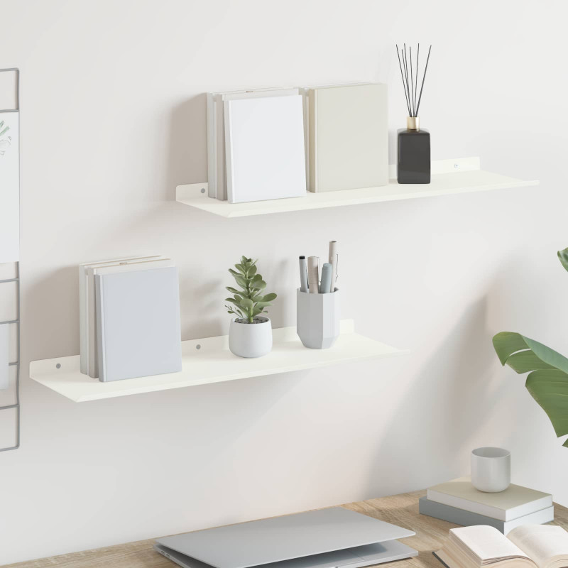 Półka wisząca 2 pcs Biały 60 x 18 x 2,5 cm Stal