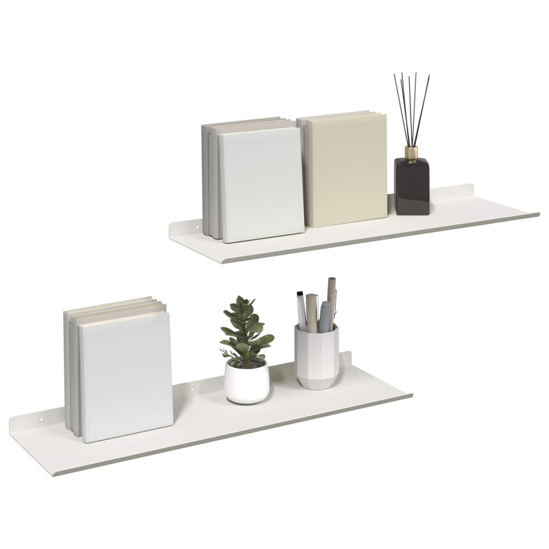 Półka wisząca 2 pcs Biały 60 x 18 x 2,5 cm Stal