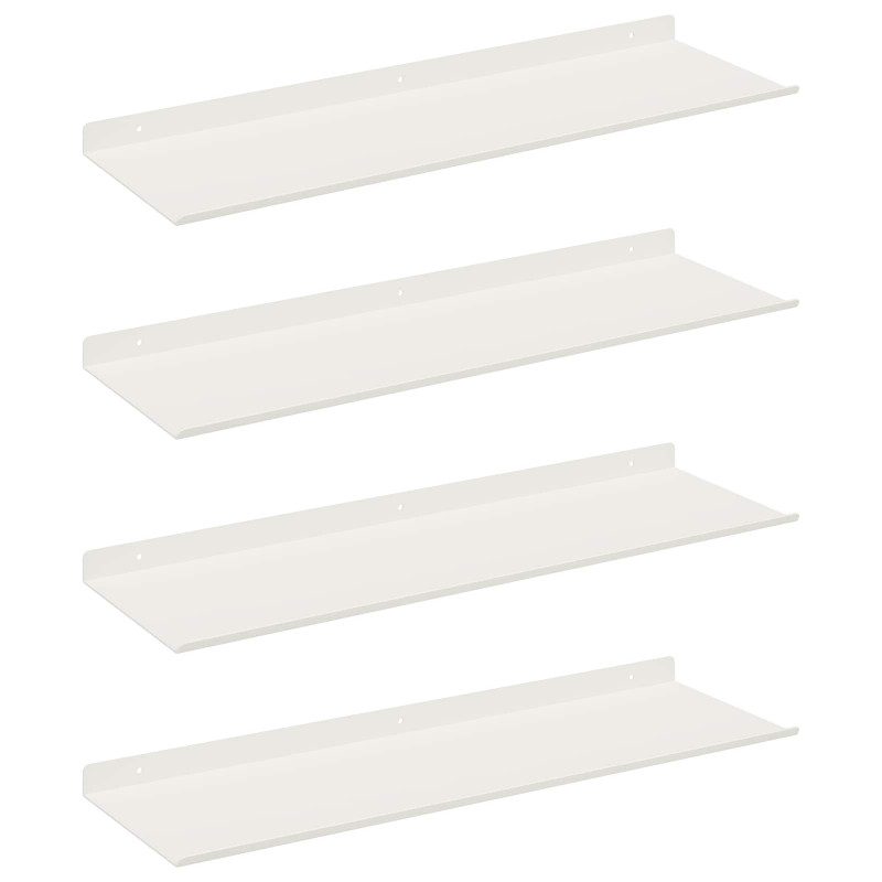 Półka wisząca 4 pcs Biały 60 x 18 x 2,5 cm Stal