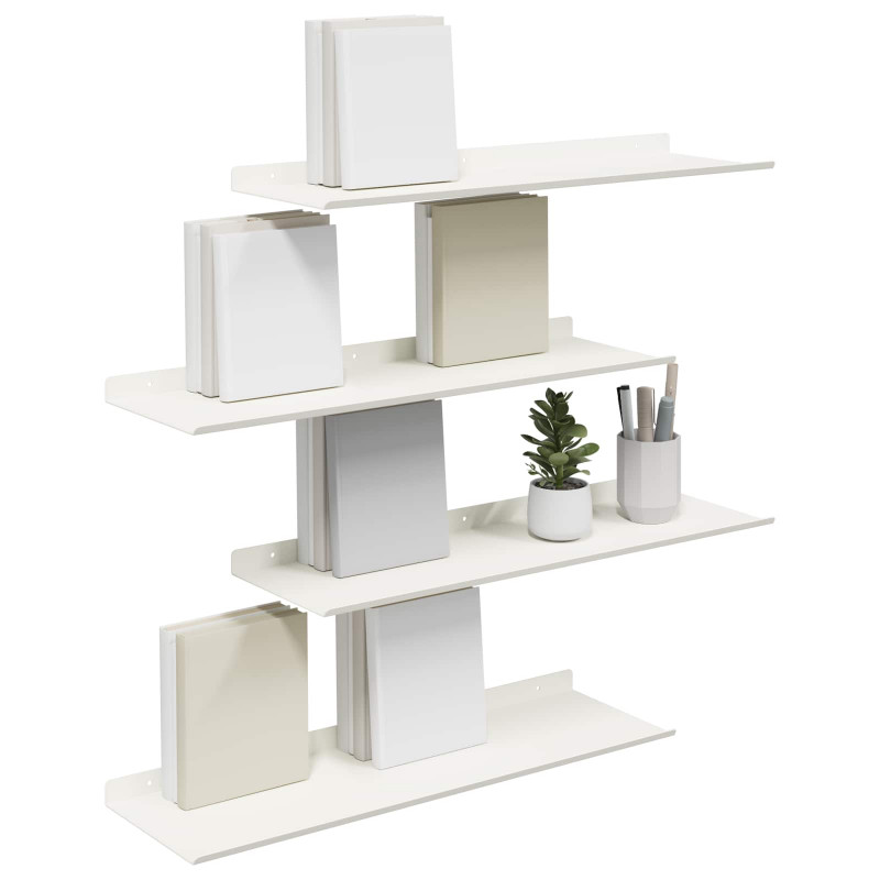 Półka wisząca 4 pcs Biały 60 x 18 x 2,5 cm Stal