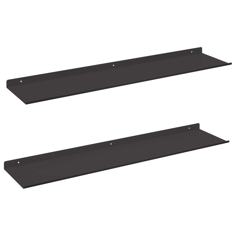 Półka wisząca 2 pcs Czarny 80 x 18 x 2,5 cm Stal