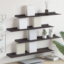 Półka wisząca 4 pcs Czarny 80 x 18 x 2,5 cm Stal