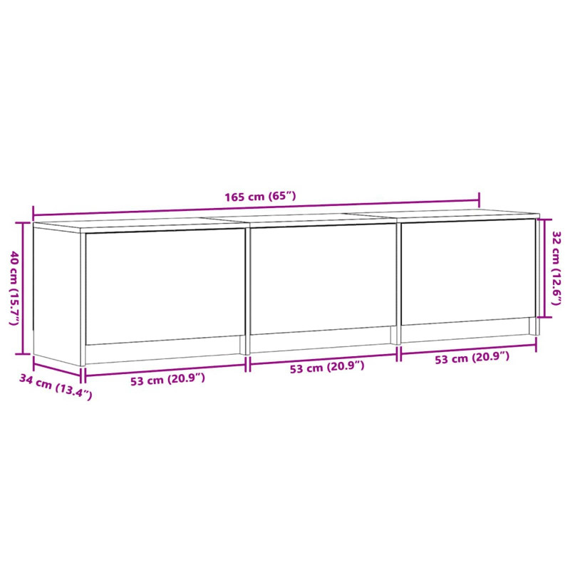 Szafka pod telewizor z LED z szufladą Betonowy 165 x 34 x 40 cm