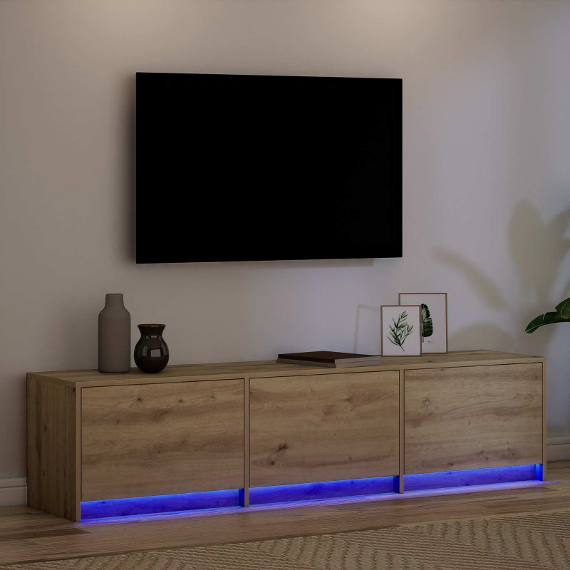 Szafka pod telewizor z LED Dąb rzemieślniczy 165 x 34 x 40 cm