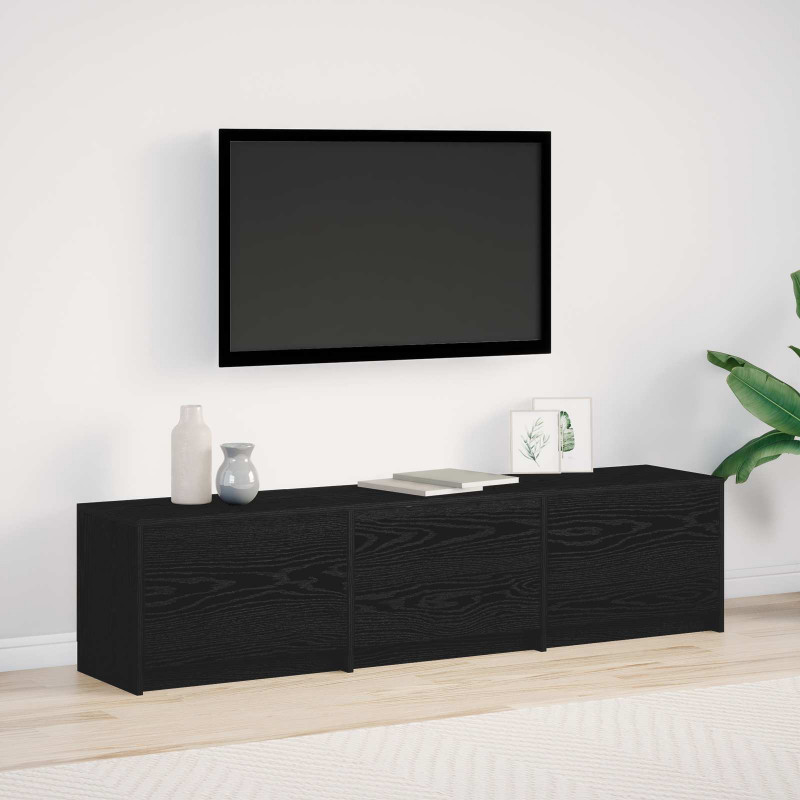 Szafka pod telewizor z LED Czarny Dąb 165 x 34 x 40 cm