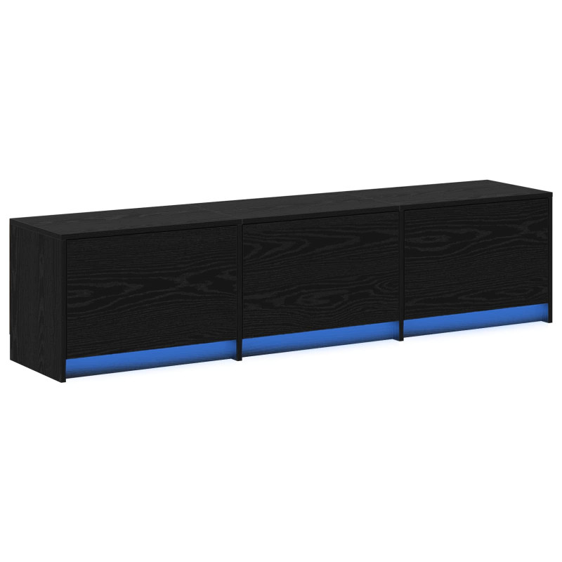 Szafka pod telewizor z LED Czarny Dąb 165 x 34 x 40 cm