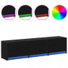 Szafka pod telewizor z LED Czarny Dąb 165 x 34 x 40 cm