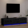 Szafka pod telewizor z LED Czarny Dąb 165 x 34 x 40 cm