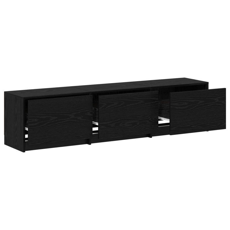 Szafka pod telewizor z LED Czarny Dąb 165 x 34 x 40 cm