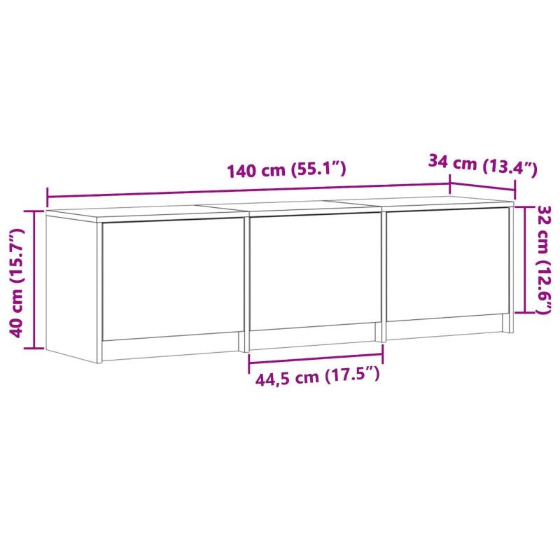 Szafka pod telewizor z LED z szufladą Biały 140 x 34 x 40 cm