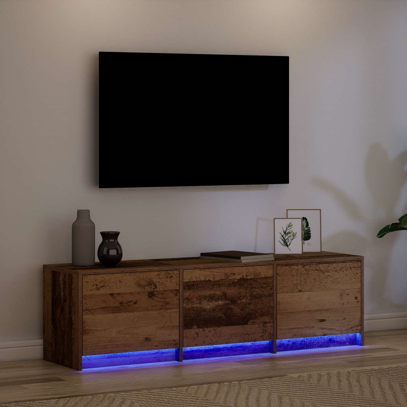 Szafka pod telewizor z LED Stare drewno 140 x 34 x 40 cm
