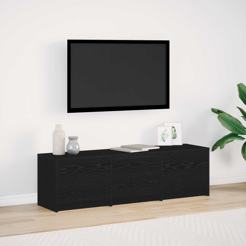 Szafka pod telewizor z LED Czarny Dąb 140 x 34 x 40 cm