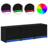 Szafka pod telewizor z LED Czarny Dąb 140 x 34 x 40 cm
