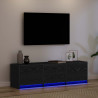 Szafka pod telewizor z LED Czarny Dąb 140 x 34 x 40 cm