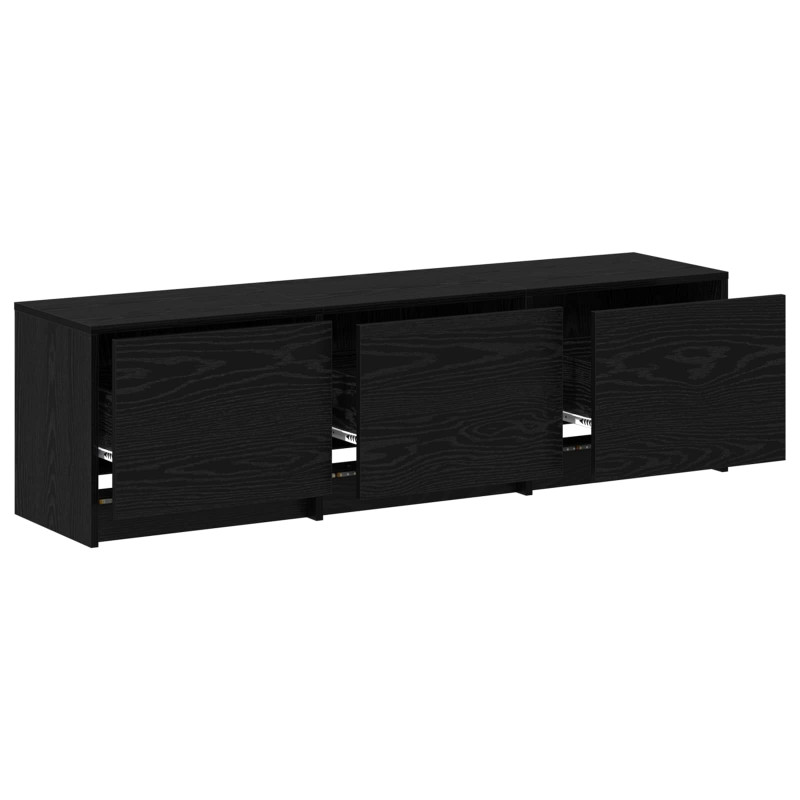 Szafka pod telewizor z LED Czarny Dąb 140 x 34 x 40 cm