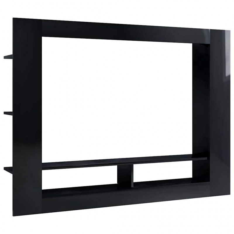 Szafka TV, czarna, wysoki połysk, 152x22x113 cm