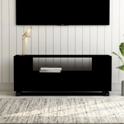 Szafka pod TV, czarna, 120x35x48 cm, materiał drewnopochodny